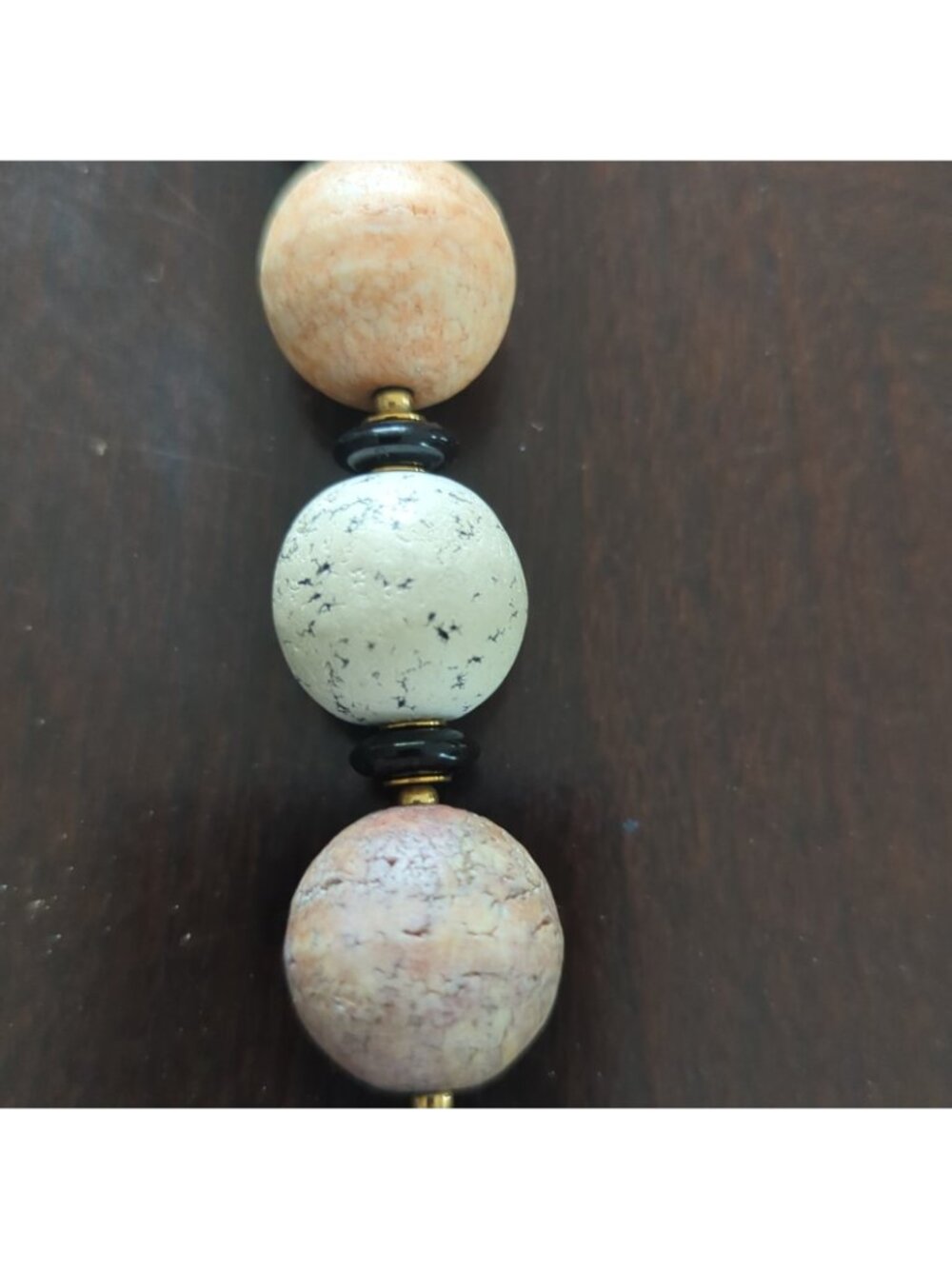 Monet Vtg Stone Bead Necklace Speckled Pastel Earth Tones Estate - Lp - Picture 9 of 10